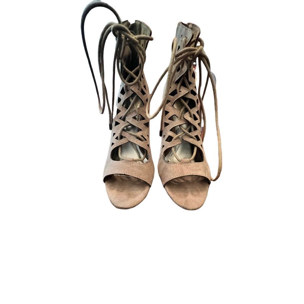 Gladiator Heels | Peep Toe | 6.5 | Taupe - Picture 2 of 5